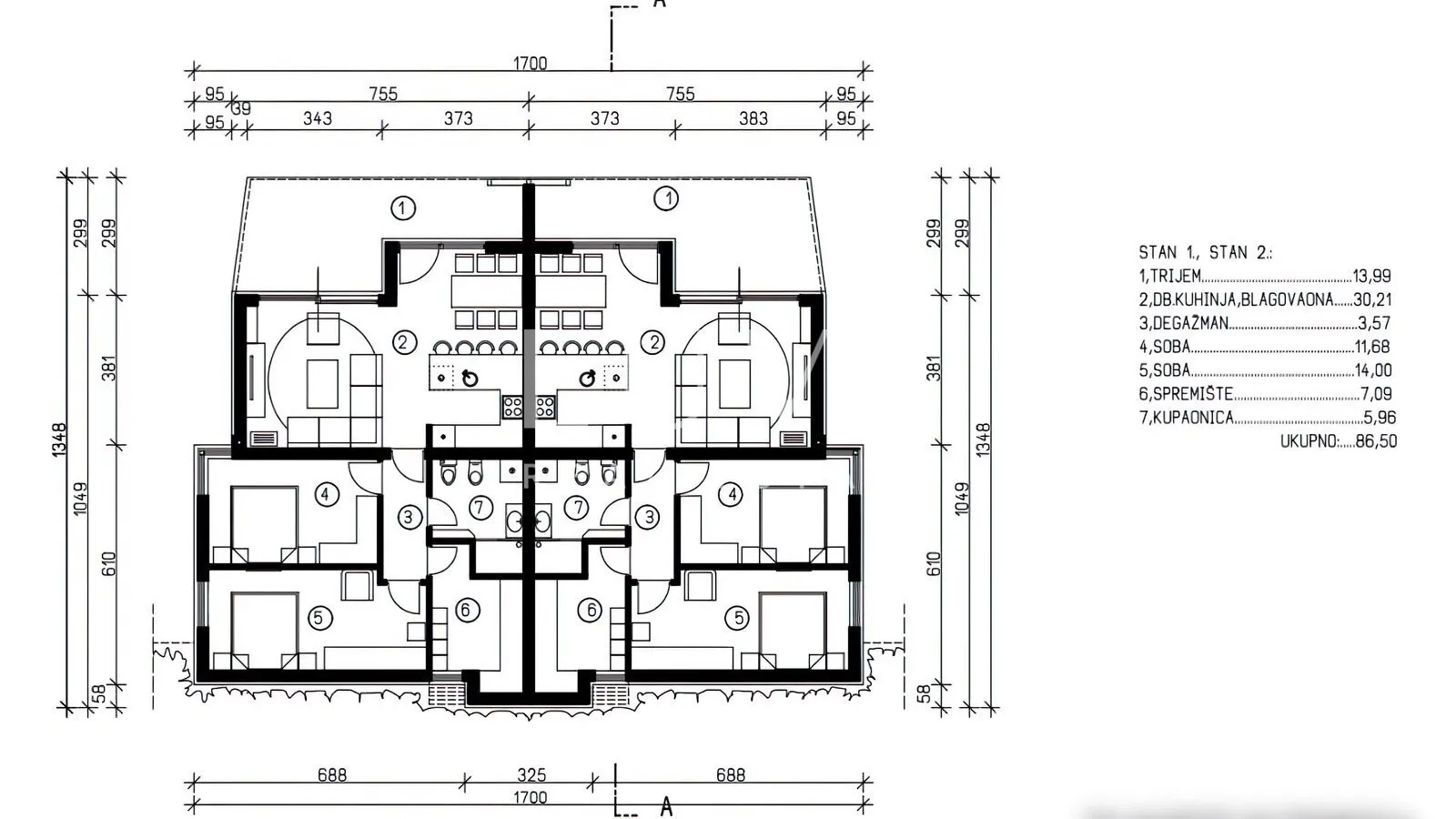Krk, Omišalj, apartment S1 in new construction by the sea, for sale