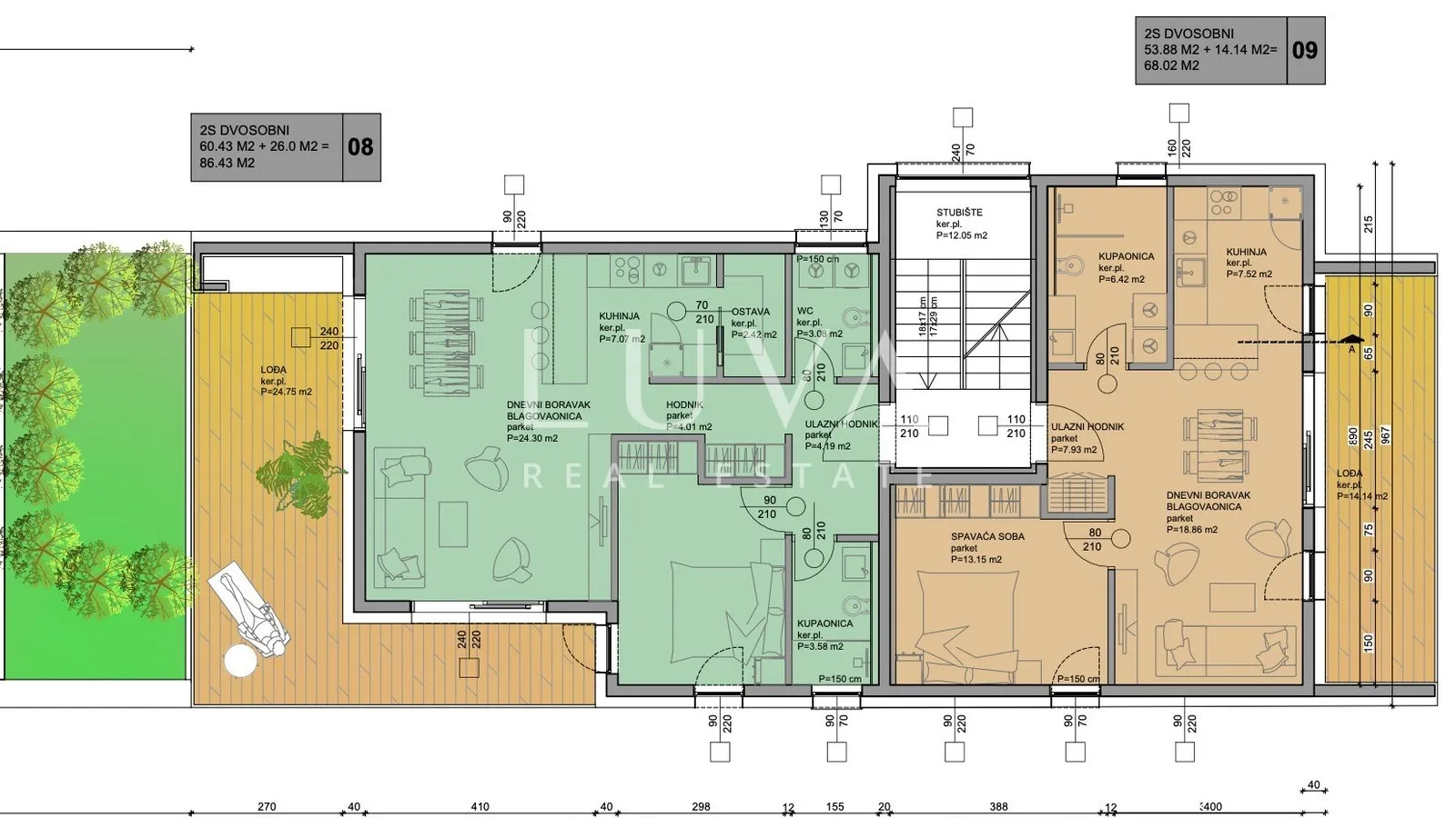 Karlovačka, Duga Resa, two-room apartment in a modern new building with a terrace, 86.43 m²