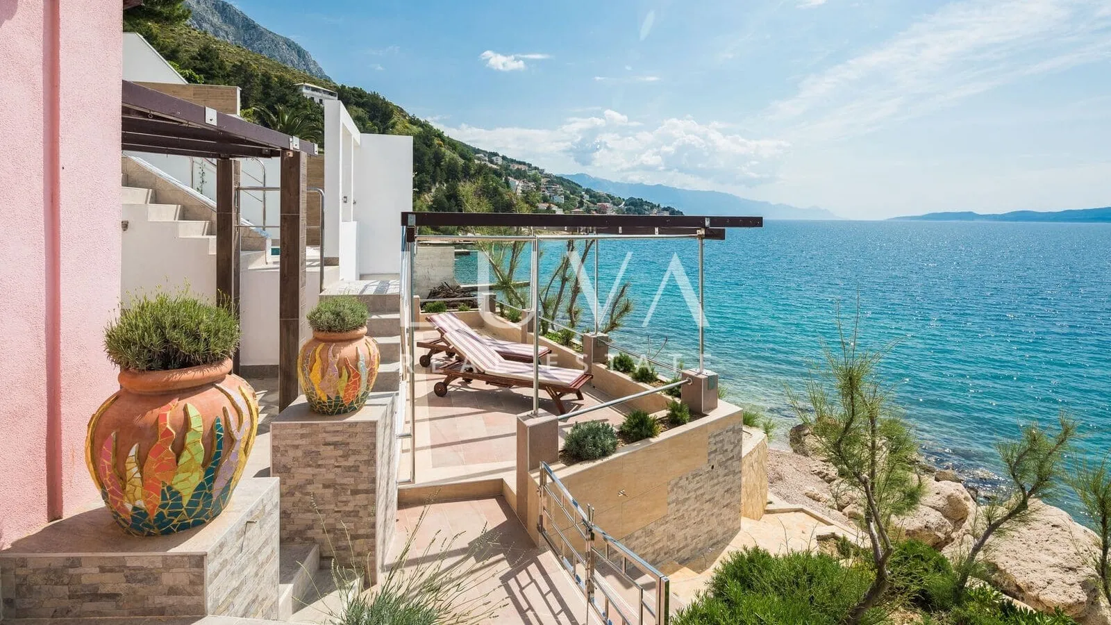 Omiš, Stanići, seafront house with pool for sale