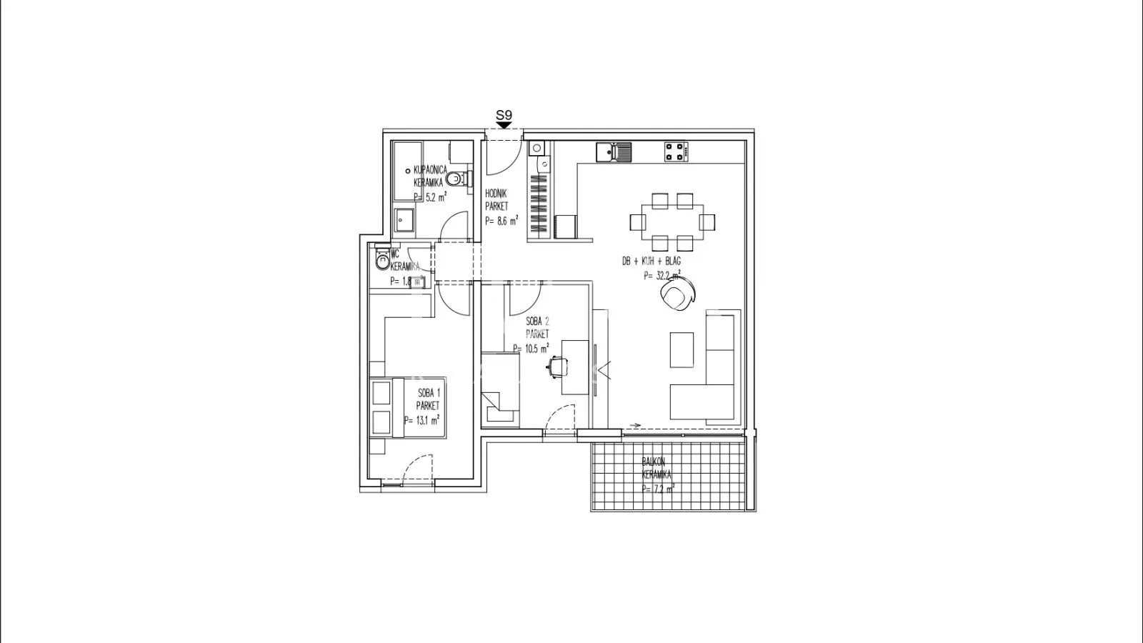 Brezovica, novogradnja, 3S stan NKP 75 m2 na prodaju, S9