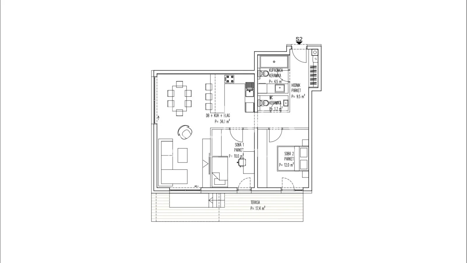 Brezovica, novogradnja, 3S stan NKP 91 m2 na prodaju, S2