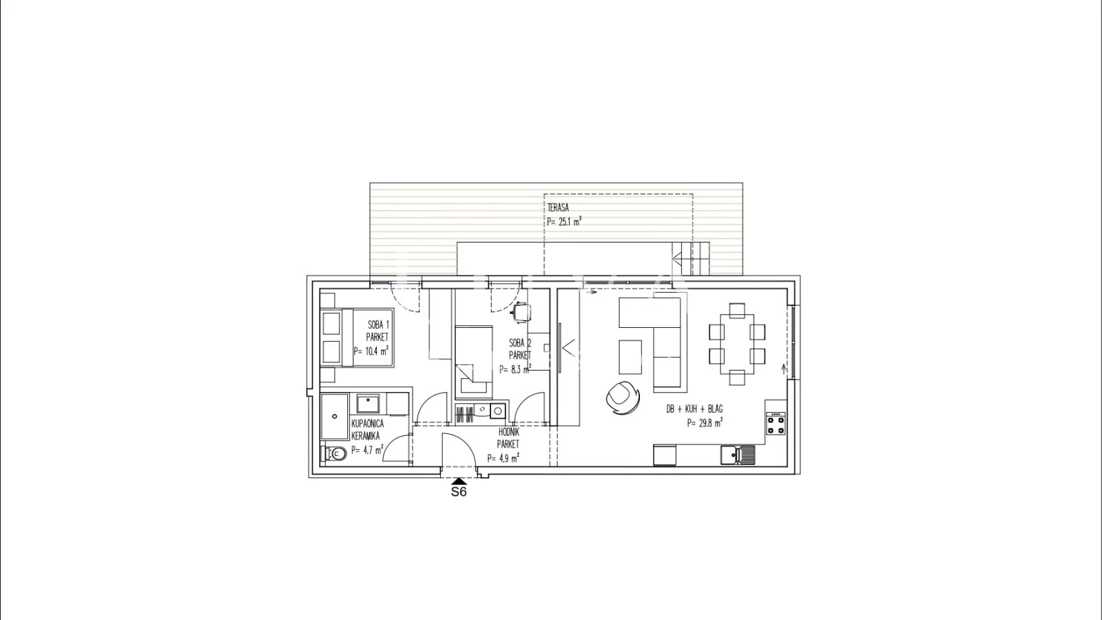 Brezovica, novogradnja, 3S stan NKP 81 m2 na prodaju, S6