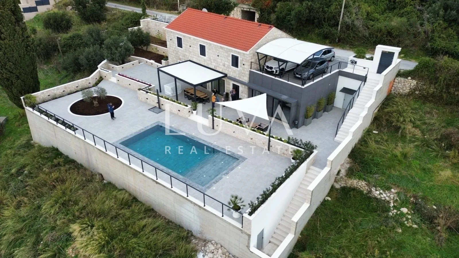 Dubrovnik, Brsečine, luksuzna kamena vila s bazenom i pogledom na more, 250 m²