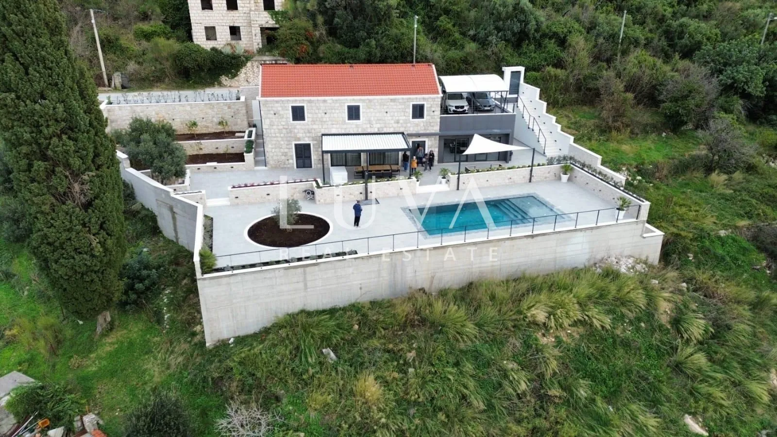 Dubrovnik, Brsečine, luksuzna kamena vila s bazenom i pogledom na more, 250 m²