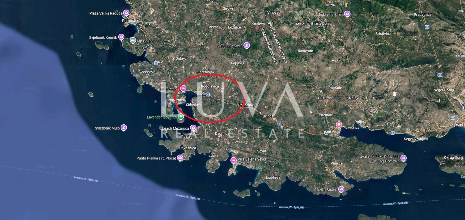 Rogoznica, Podglavica, 510 m² building plot with sea view for sale