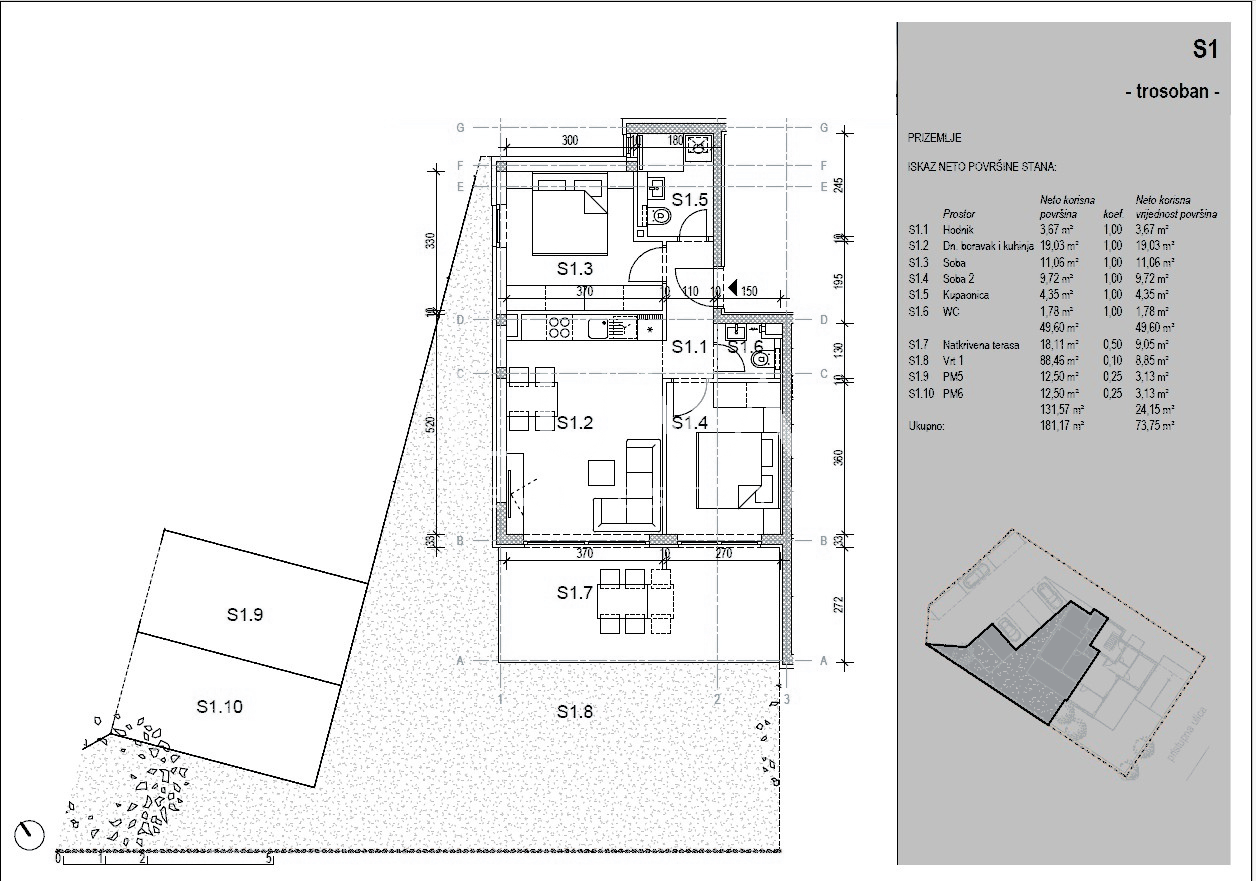 Novalja, modern new build apartment, S1, NKP 74 m²