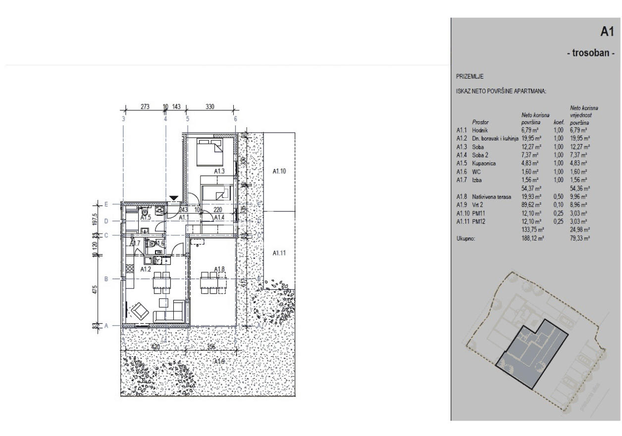 Novalja, modern new build apartment, A1/Z1, NKP 79 m²