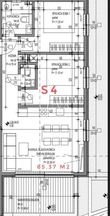 Čiovo, Neubauwohnung mit Meerblick, Wohnung DZ/S4, 63 m²