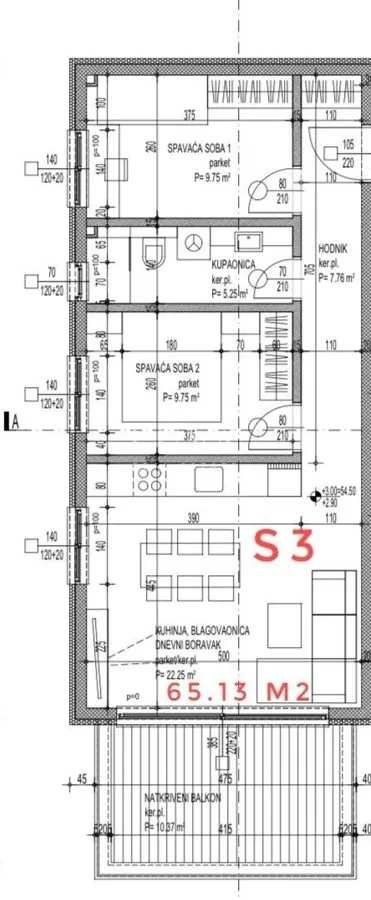 Čiovo, Neubauwohnung mit Meerblick, Wohnung GZ/S3, 65 m²