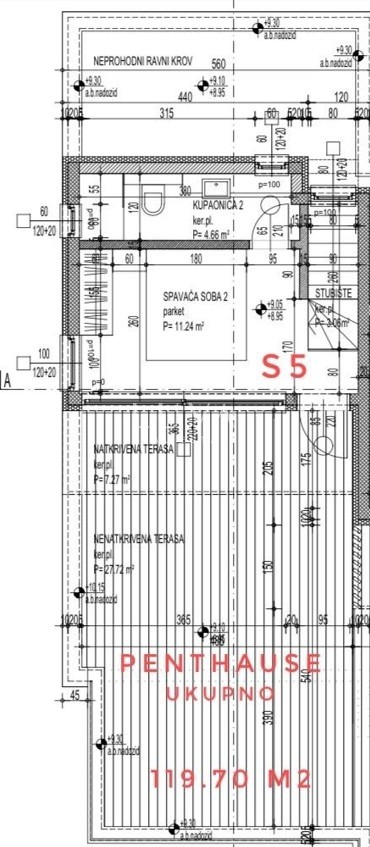 Čiovo, novogradnja s pogledom na more, Penthouse GZ/S5 NKP 90 m2