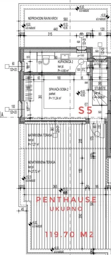 Čiovo, Neubauwohnung mit Meerblick, Penthouse GZ/S5, 90 m²
