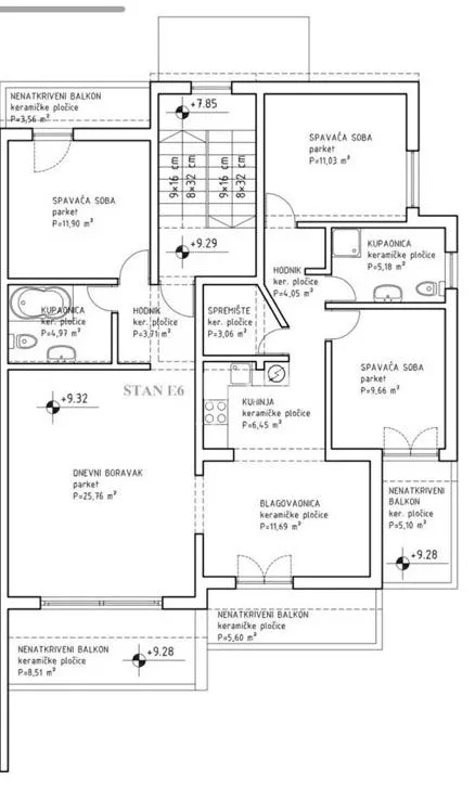 Split, Žnjan, 4 room apartment with sea view, 103 m², for sale