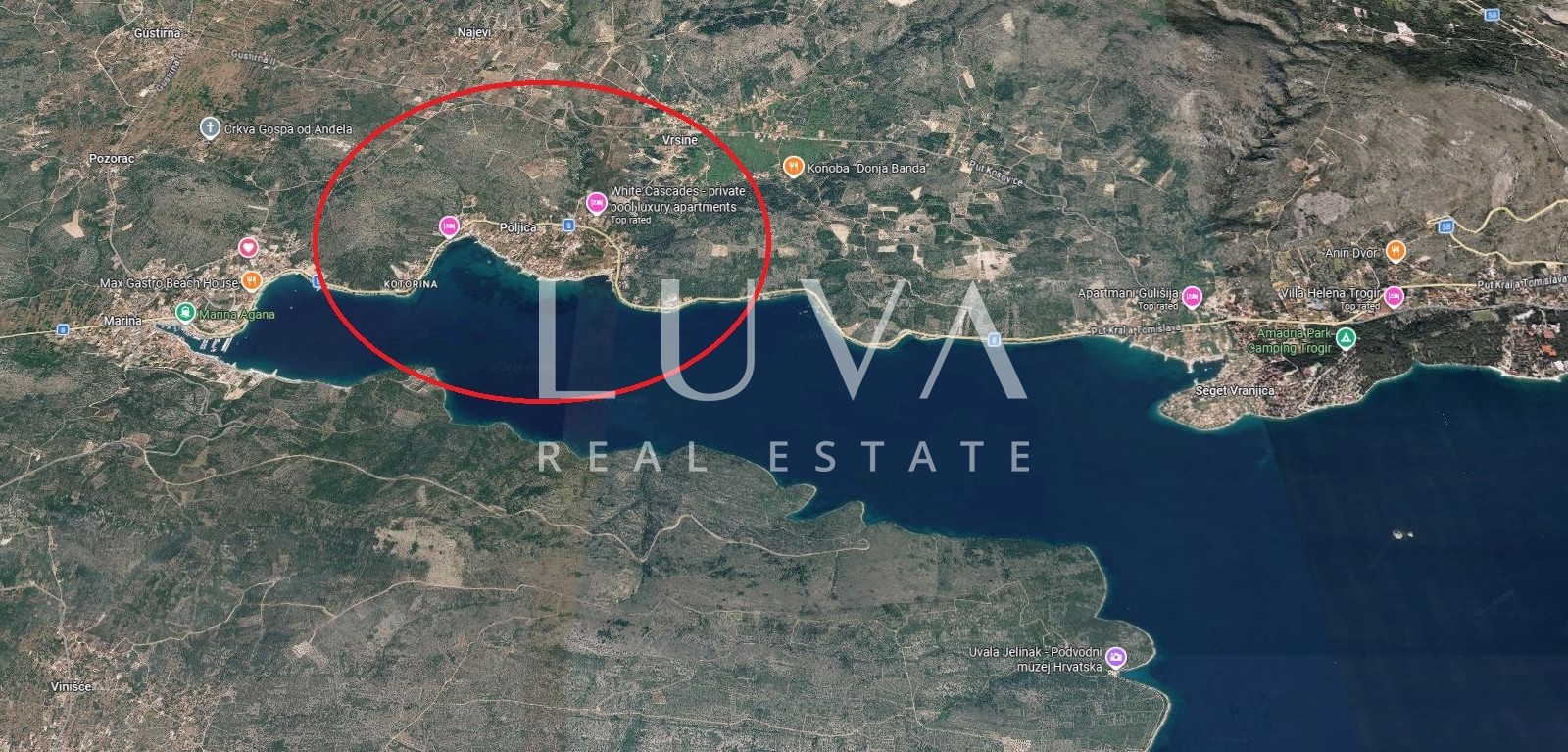 Poljica, Trogir, 522 m² building plot with sea view for sale