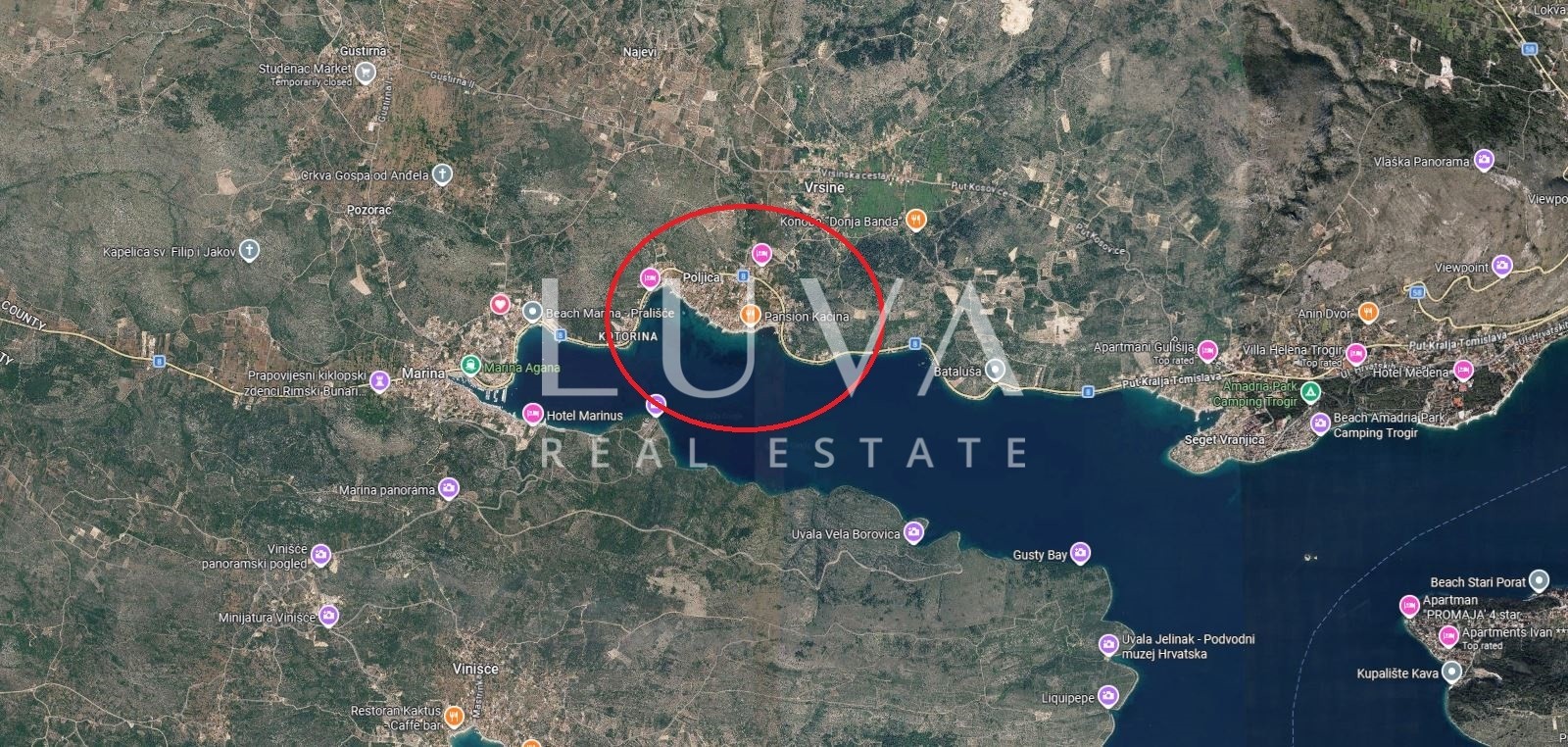 Poljica, Trogir, 522 m² building plot with sea view for sale