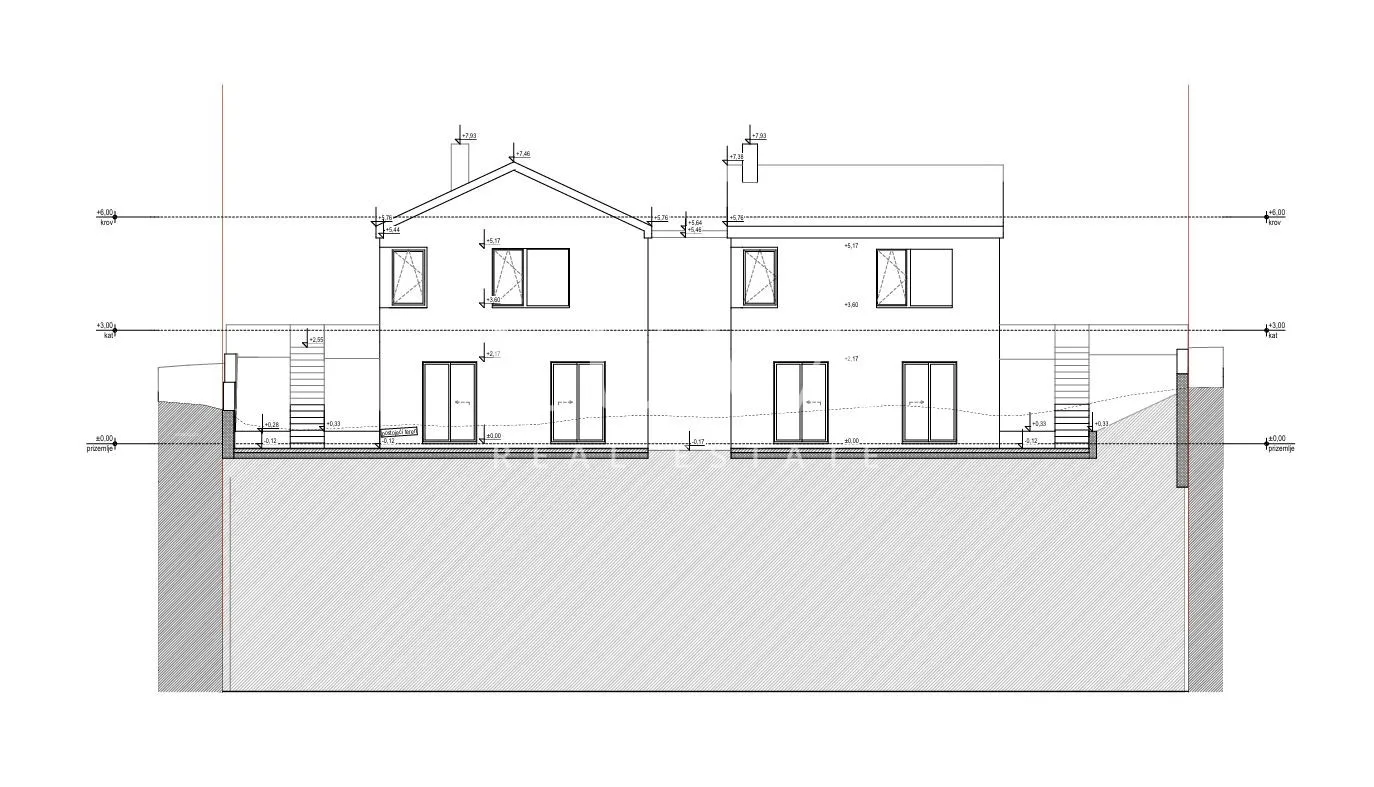 Brač, Škrip, 412 m² building plot + project for two duplex apartments