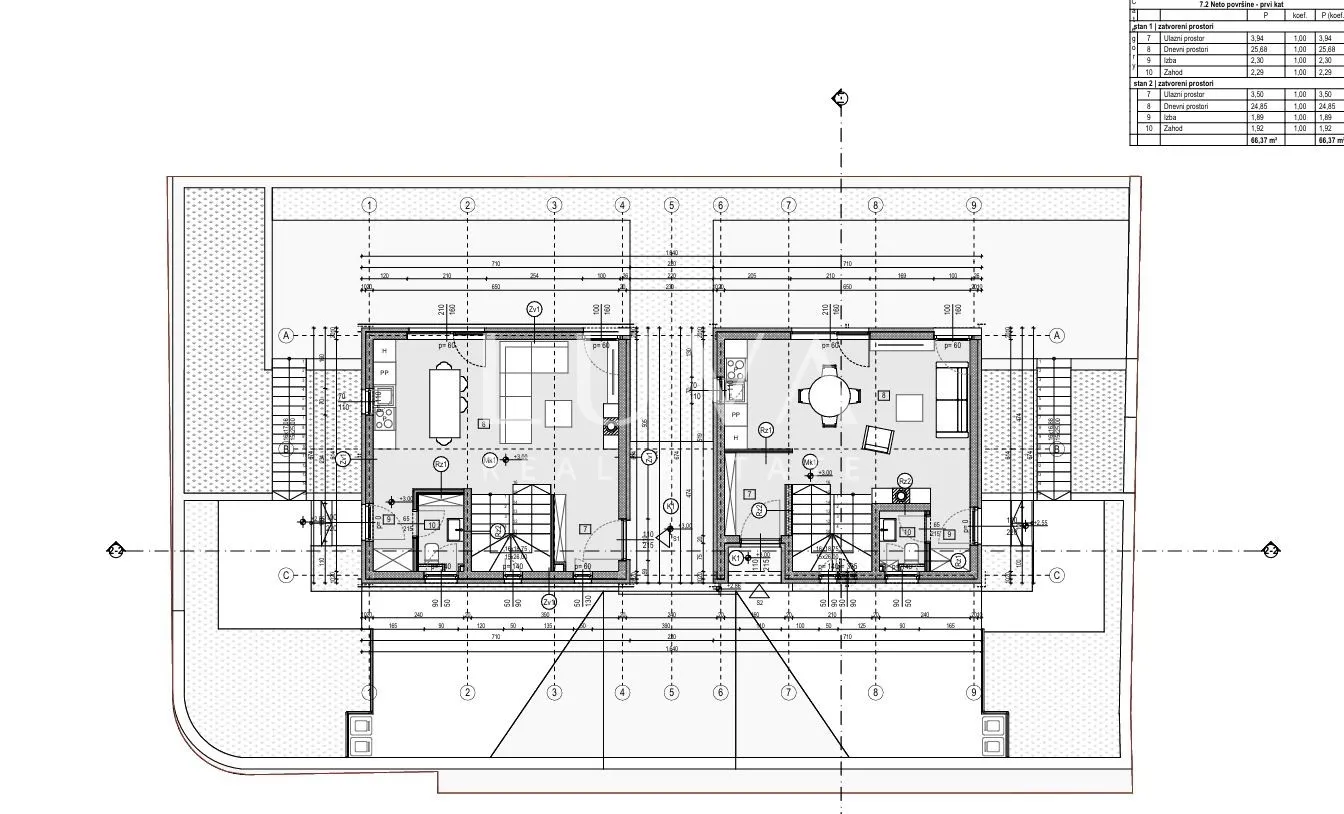 Brač, Škrip, 412 m² building plot + project for two duplex apartments