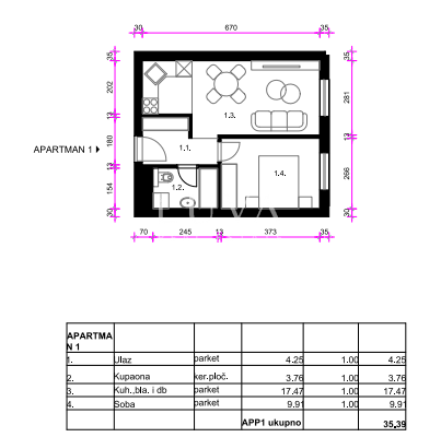 Zagreb, istok - Novogradnja stan A1, 36m2