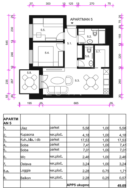 Zagreb, istok - Novogradnja stan A5, 50m2