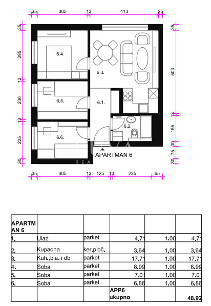 Zagreb, Osten - Neubauwohnung A6, 50m2
