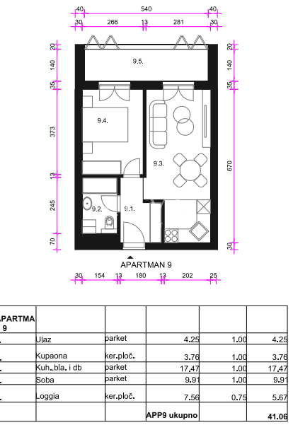 Zagreb, Osten - Neubauwohnung A9, 40m2