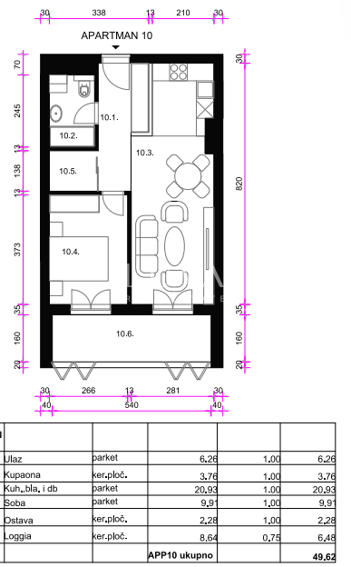 Zagreb, Osten - Neubauwohnung A10, 50m2