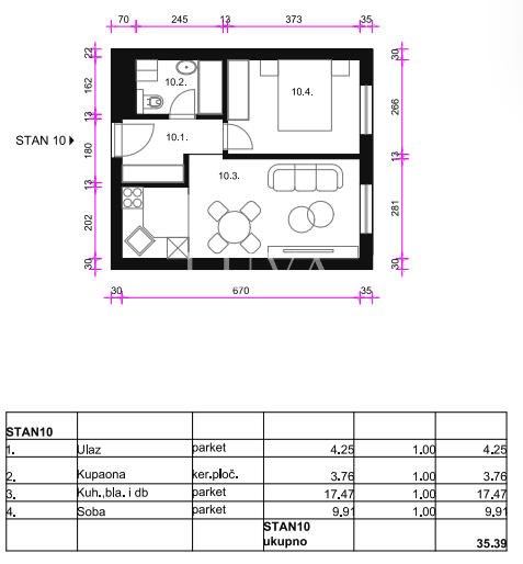 Zagreb, Osten - Neubauwohnung S10, 36m2