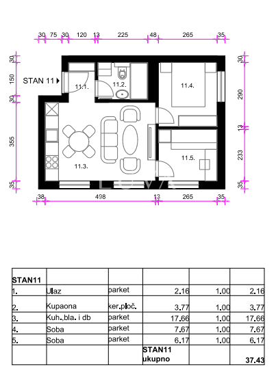 Zagreb, Osten - Neubauwohnung S11, 37m2