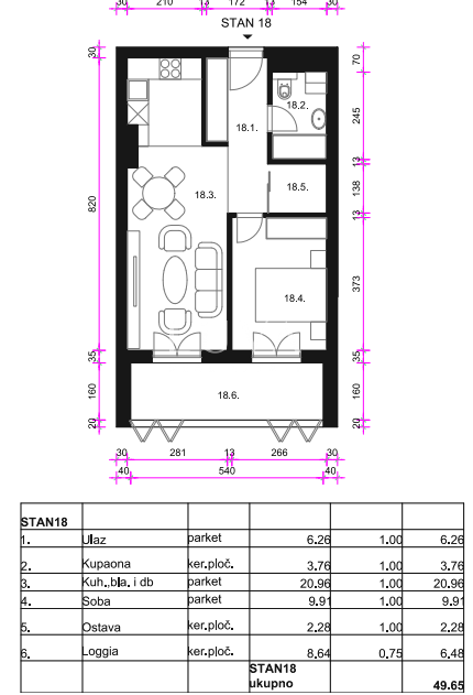 Zagreb, Osten - Neubauwohnung S18, 49m2