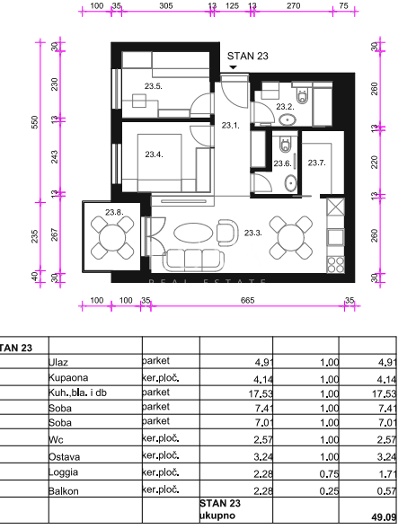 Zagreb, Osten - Neubauwohnung S23, 49m2