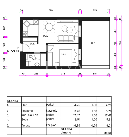 Zagreb, Osten - Neubauwohnung S34, 39m2
