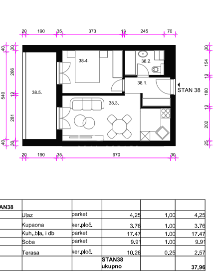 Zagreb, east - New construction apartment S38, 37m2