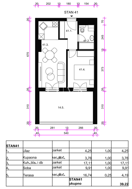 Zagreb, east - New construction apartment S41, 39m2